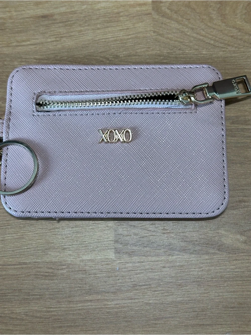 XOXO Blush Pink Saffiano Card Holder Coin Purse Keychain Wallet